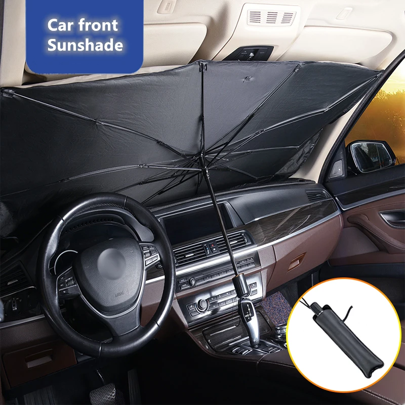 Windshield Sun Shade - 車のフロントガラスサンシェード多機能便利な折りたたみ式車用パラソルインテリアフロントガラスパラソルプロテクターアクセサリー