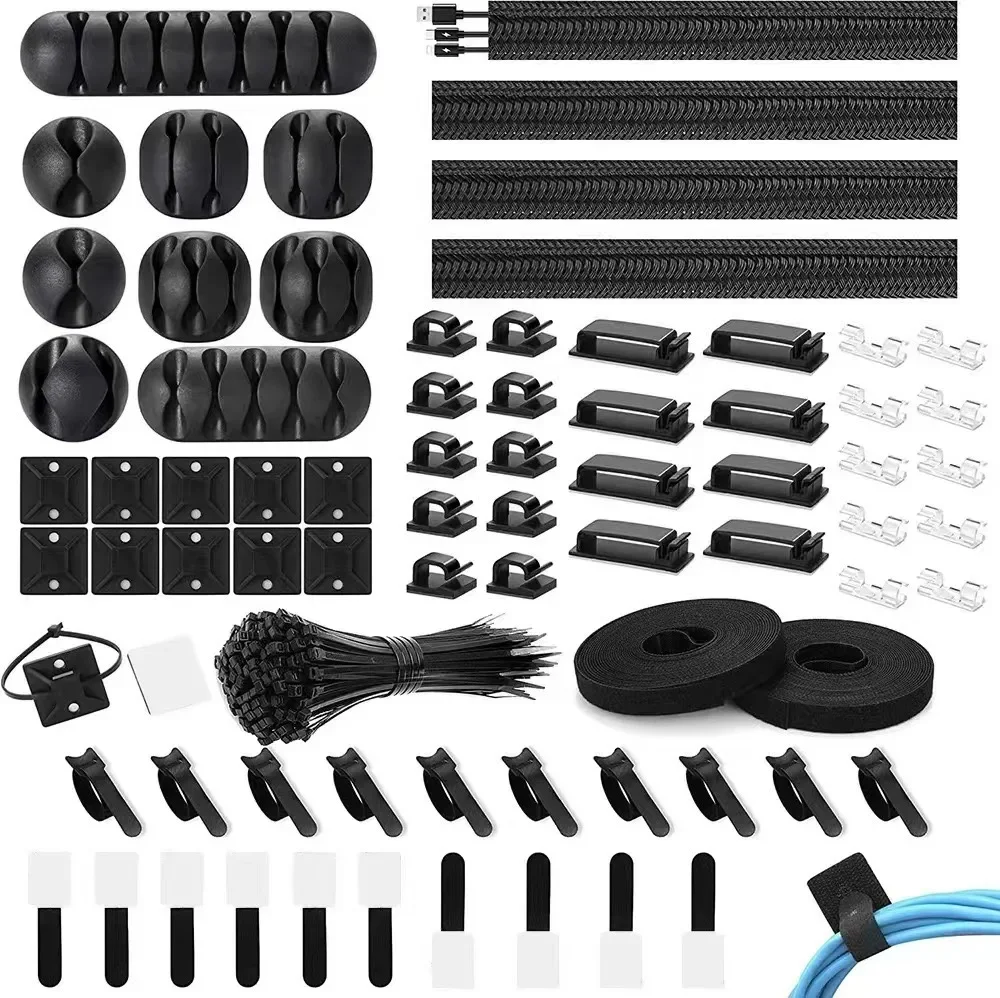 Car Cable Organizer - 173個入り ケーブル整理クリップ オフィス用ケーブル管理キット コード整理用結束バンド 車内、オフィス、家庭用
