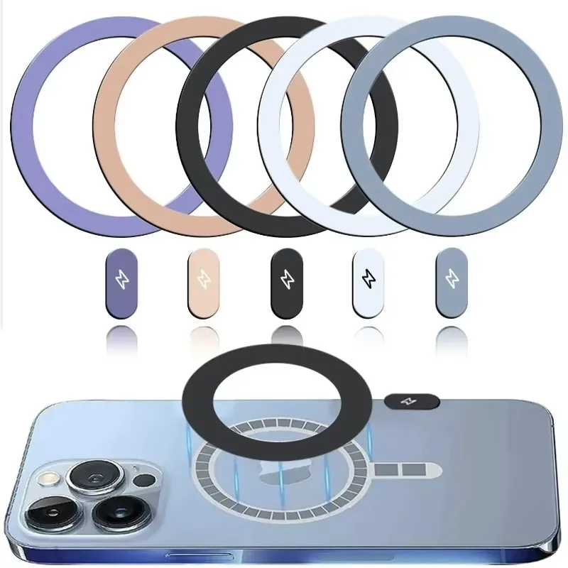 Car Phone Holder - 5/1個入りメタルプレートステッカーリング ユニバーサルワイヤレス充電器用磁気リング 車載携帯電話ホルダー用鉄シート iPhone 15 14用