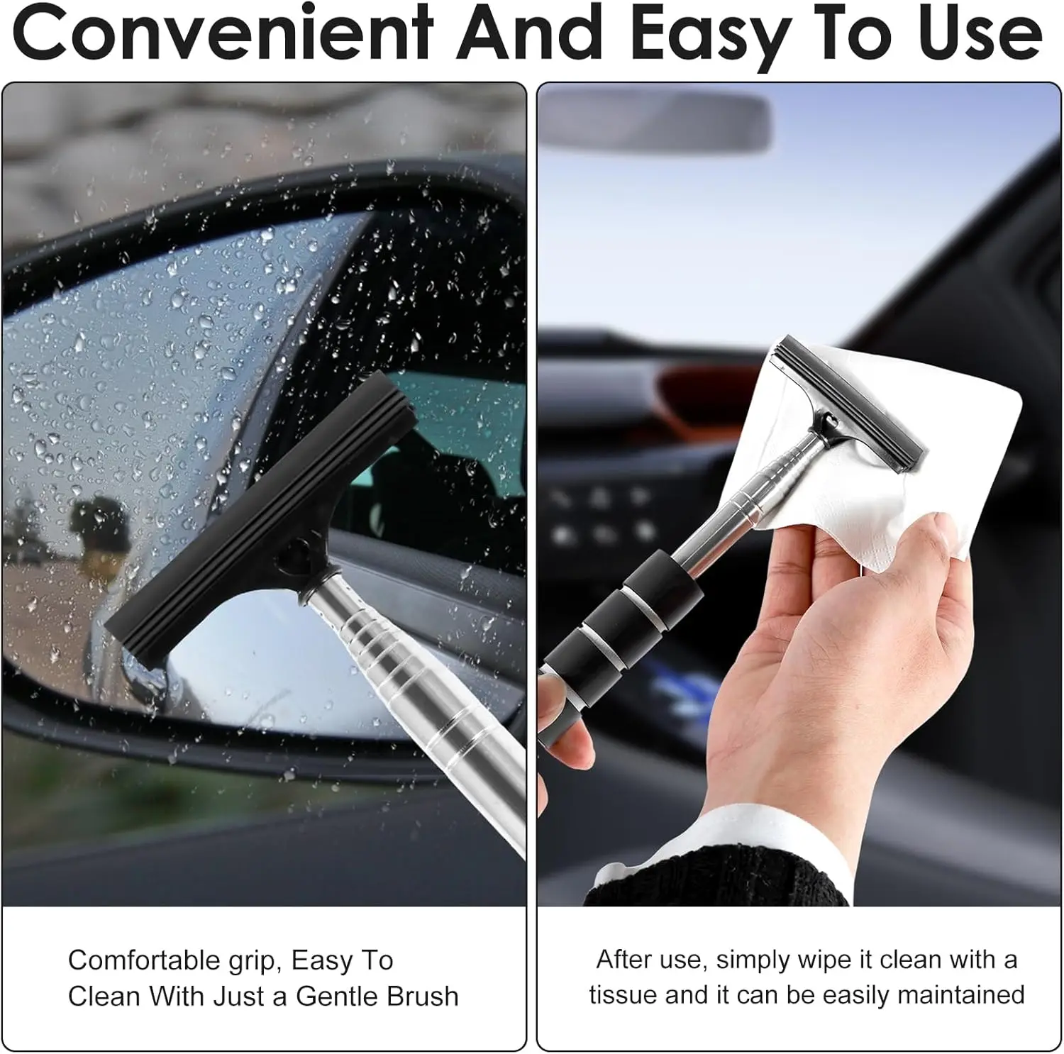 バックミラーフロントガラスワイパー格納式ポータブルゴムスキー - Car Mirror のレビューと価格