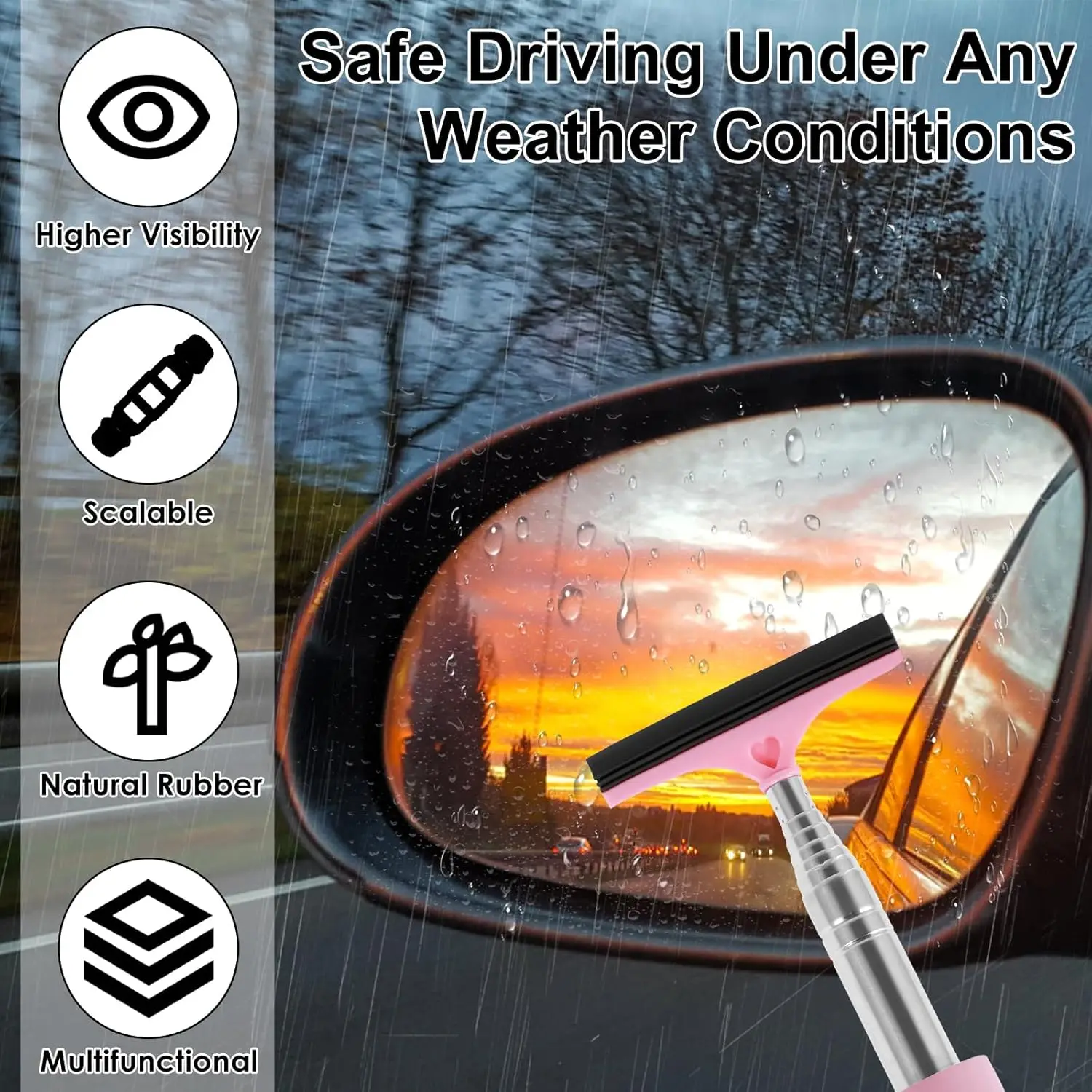 バックミラーフロントガラスワイパー格納式ポータブルゴムスキー - Car Mirror のレビューと価格